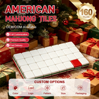 Set Permainan Mahjong Ukuran Penuh Desain Klasik 166 Ubin Akrilik dengan Ukiran Amerika