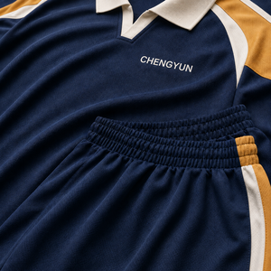 <span class=keywords><strong>Maillot</strong></span> de football vintage personnalisé, coupe ample, bleu marine, col en V, style côtier - Product Image 4