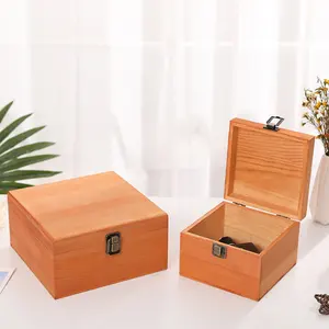 Unfinished Wooden Packaging Box Large Wood Storage Box With Hinged Lid