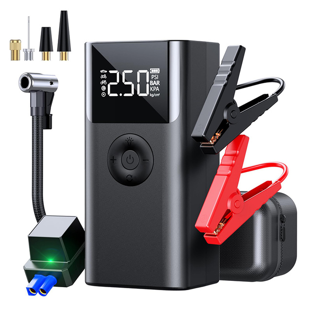 OEM Logo New Portable Rechargeable Jump Starter with Mini Electric Air Pump Built-in Battery Booster for Car Motorcycle Bike