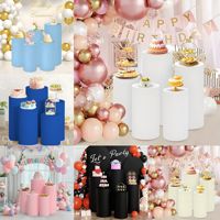Housses de piédestal cylindriques en spandex en gros, couleur unie, pour accessoires de mariage, fête d'anniversaire, décoration d'événements