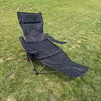 Chaise pliante moderne en acier durable avec repose-pieds et porte-gobelet, pliage à une touche, pour camping, pêche et plage