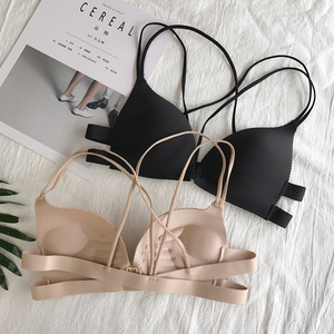 Pecho pequeño Push-Up Belly Contracting Gathering Bra Sexy Beauty Back Cross Strap Hebilla frontal Sujetador <span class=keywords><strong>de</strong></span> belleza transpirable Anillo <span class=keywords><strong>de</strong></span> acero - Product Image 4