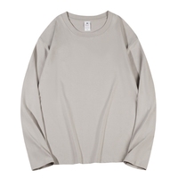 T-shirt à manches longues pour homme de haute qualité 100% coton Broderie personnalisée Tissu épais Coupe ample Noir uni Écologique