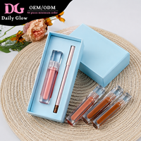 Kit de Maquillage Lèvres Effet Mat Naturel Marque Privée : Crème Brillante, Crayon à Lèvres Rose Nude et Rouge à Lèvres Liquide