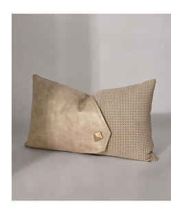 AIBUZHIJIA Metal Ornament <strong>Rectangular</strong> <strong>Cushions</strong> <strong>Cover</strong> Faux Leather Throw Pillow <strong>Covers</strong> for Home Decoration - Product Image 6