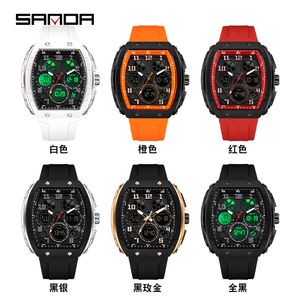 Reloj de Pulsera SANDA 6157 para Hombre, Estilo Deportivo y Moderno, Correa de Cuero, Cuarzo Analógico, Caja de Acero Inoxidable, Resistente al Agua - Product Image 4