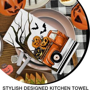 Serviettes de cuisine d'Halloween, imprimées fantômes et citrouilles, motif « Trick or Treat », absorbantes, décoratives, pour la décoration de la maison en période des fêtes - Product Image 4
