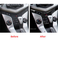 Panneau intérieur de décoration pour véhicule, en Fiber de carbone, bouton de contrôle autocollant pour Chevrolet Cruze 2009 — 2015
