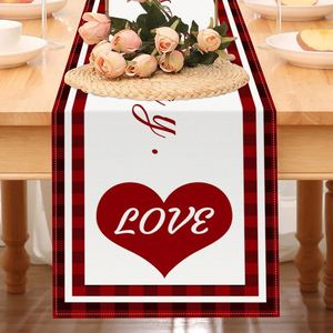 Mantel y camino de mesa modernos de lino, serie Red Dwarf Love estampada, decoración de cocina reutilizable para el día de San Valentín - Product Image 4