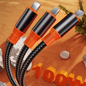MFI 4 en 1 Bold <span class=keywords><strong>Nylon</strong></span> 120W <span class=keywords><strong>Cable</strong></span> <span class=keywords><strong>Usb</strong></span> de carga súper rápida Tipo C <span class=keywords><strong>Cable</strong></span> de microcargador para iPhone 14 13 12 11 Pro Max Android - Product Image 4