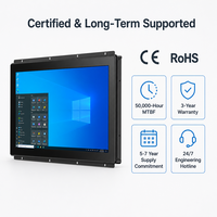 Monitor Layar Sentuh Aluminium 10.4 12.1 Inci Kelas Industri dengan Casing Logam, Tahan Suhu Luas, Kontrol DVI Depan, Kabinet
