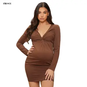 Vestido de maternidade curto enfermagem roupas femininas grávidas malha fotografia vestido de gravidez