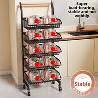Étagère à fruits et légumes multi-niveaux en métal, avec drainage, hauteur réglable, protection anti-corrosion, écologique, chariot de rangement mobile