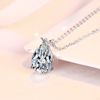 Kalung Liontin Moissanite Potongan Pir 1&2&3CT VVs1 Grosir Pabrik, Perak Sterling S925, Perhiasan Elegan untuk Wanita