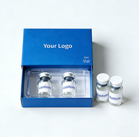 Emballage de médicaments personnalisé avec logo, matériaux recyclés, étanche, étiquette holographique, boîte à peptides 3ml 10ml, 1 paquet, 2 flacons, plateau en carton