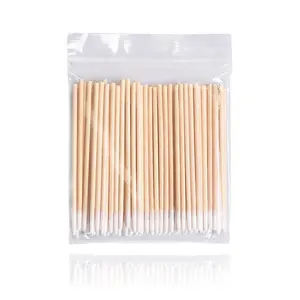 D 100PCS Single Sided A Batuffolo di Cotone Bastone di Legno Usa E Getta di Estensione Del Ciglio di Legno Tampone di Cotone Bastone PMU Applicatore