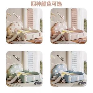 เตียงเจ้าหญิงอุ้งเท้าแมวน่ารักสำหรับเด็กผู้หญิงพร้อมแผ่นกันลื่นเตียงเดี่ยวทำจากไม้ทันสมัยเรียบง่าย - Product Image 5