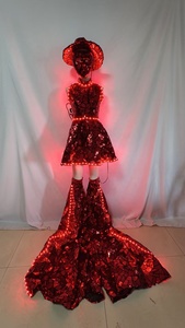 Sombrero de chica moderna con espejo rojo para mujer, actuación en escenario, Festival, disfraz de <span class=keywords><strong>Gogo</strong></span>, Bar, club nocturno, traje Rave, zancos, vestido de salón - Product Image 5