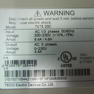 ไดรฟ์และมอเตอร์ TECO TSTE-20C TSB0751C-2NT3-1 750W 0.75KW รุ่นดั้งเดิม TECO TSTE-20C TSB0751C-2NT3-1 - Product Image 3