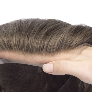 Nouveau Système de Remplacement Capillaire pour Hommes New Times Hair, Prothèse Capillaire Courte en Dentelle Française, <span class=keywords><strong>Cheveux</strong></span> Remy, Toupet Brun Clair - Product Image 1