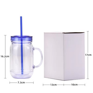 Bouteille Isotherme Double Mei Sen en Acrylique Couleur Unie Style Européen et Américain avec Poignée, 20oz, Écologique, avec Paille sans BPA - Product Image 5
