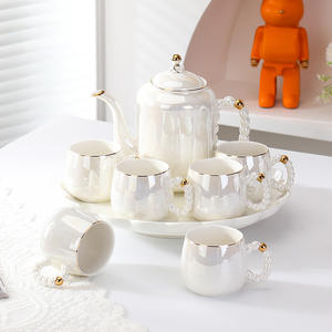 Light Luxury Pearl White Ceramic Water <b>Set</b> <b>Coffee</b> Cup Pot <b>Set</b> High-end Gift Household <b>Tea</b> <b>Set</b> - Product Image 2