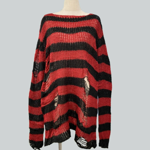 Punk <strong>Gothic</strong> Sweater Tops E-girls Mall Goth Pullovers Y2k Harajuku Grunge Clothes Alt Dark Aesthetic Striped <strong>Jumpers</strong> - Product Image 6