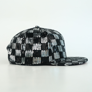 TCAP China Custom Snapback <b>Cap</b> High Quality Sequin <b>Camo</b> Black White Checkerboard 3D Puff Embroidery Linen Visor New Style Hat - Product Image 4