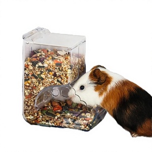 Comedero de Plástico Transparente para Animales Pequeños con Dispensador por Gravedad para Almacenamiento y Servicio de Alimentos para Hámsteres, Cobayas y Conejos - Product Image 2