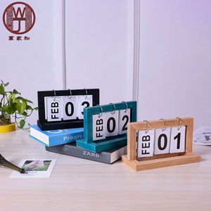 Calendario de Sobremesa Rectangular Minimalista de Madera Natural Pulida al por Mayor con Función de Cambio <span class=keywords><strong>Manual</strong></span> de Páginas, <span class=keywords><strong>Arte</strong></span> y Coleccionable - Product Image 3
