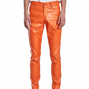 Pantalon en cuir lavé pour homme, coupe droite, décontracté, léger, respirant, écologique, de haute qualité, taille mi-haute, design sur mesure - Product Image 1