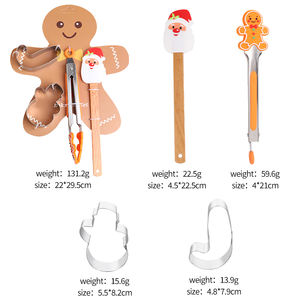 Kit de cuisson de noël 4 pièces spatule en Silicone sans BPA <span class=keywords><strong>emporte</strong></span>-pièce rouleau à pâtisserie oeuf fouet résistant à la chaleur pinces alimentaires coffret cadeau - Product Image 4
