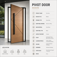 Porte pivotante moderne en aluminium, porte d'entrée composite acier-bois, design personnalisé pour villas, hôtels et projets commerciaux