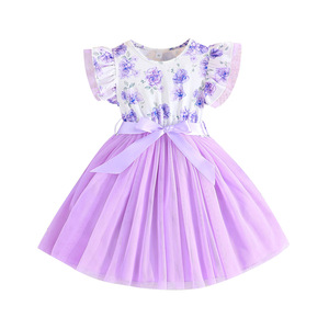 Robes de demoiselles d'honneur pour filles de 4 à 7 ans, vêtements en dentelle d'été, tenue de cérémonie pour mariage, fourniture ODM - Product Image 1