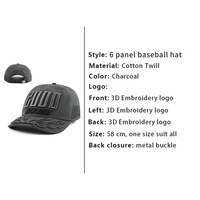 Casquette de baseball unisexe en coton à 6 panneaux, broderie 3D personnalisée flamme, visière réglable avec boucle métallique, vente en gros