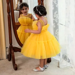 2024 Baby Mädchen Kleid Kinder kleidung Kinder Mesh Gaze Rock Mädchen Prinzessin Kleid Kinder tragen