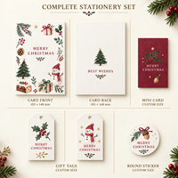 Ensemble de papeterie de Noël personnalisé, cartes de vœux de Noël, étiquettes cadeaux, autocollants, papier texturé pour les fêtes de Noël et les célébrations saisonnières