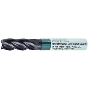 Fraise à queue en carbure Ttake Ta1430, revêtement Nano TiAlN, hélice 36-38 degrés, 4 dents - Product Image 2