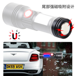 Xhp50 Usb Rechargeable Magnetic <b>Flashlight</b> <b>Led</b> Cob Emergency Camping Industrial Adjustable Focus Red Blue White Light - Product Image 4