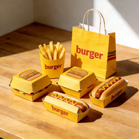 Boîtes à emporter jetables biodégradables écologiques pour burgers et frites, avec poignée, option de logo personnalisé en relief