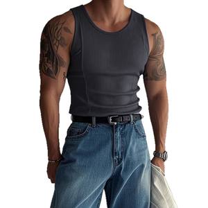 Débardeur homme tricoté rayé, coupe ajustée, style sport décontracté, épaules larges, pour le fitness et le commerce transfrontalier - Product Image 1