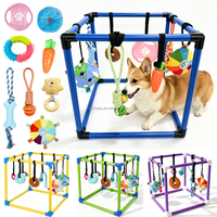 Aire de jeu pour chiots avec 16 jouets amovibles, centre d'activités interactif d'enrichissement et d'entraînement intérieur pour chiots
