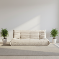 Fauteuil pouf sans cadre en forme de L - Design moderne en tissu trois places avec mousse compressée haute densité pour salons