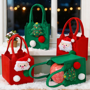 Túi tote nỉ hình quả táo Giáng sinh chất lượng cao, túi xách nhỏ, túi quà tặng, bán buôn từ nhà máy, đồ trang trí Giáng sinh - Product Image 4