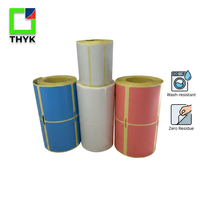 Etiqueta de PVC autoadhesiva THYK sin efecto fantasma, pH neutro, para vidrio, con líneas verticales para corte por chorro de aire, 80x50mm, 1000/rollo
