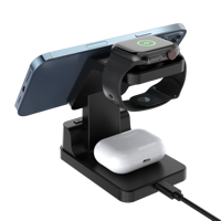 2024 Nieuwe Magnetische 3 In 1 Draadloze Oplader Station Met Wekker Voor Telefoon Hoofdtelefoon Smart Watch Opladen