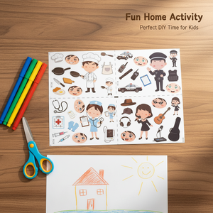 Cute cartoon DIY face <b>stickers</b> with a career theme – die-cut <b>stickers</b> for children’s crafts - Product Image 4