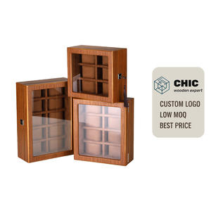 Caja <span class=keywords><strong>de</strong></span> <span class=keywords><strong>Madera</strong></span> MDF para Relojes con Tapa <span class=keywords><strong>de</strong></span> Cristal, Acabado en Chapa, Exhibición y Almacenamiento para Múltiples Relojes, Venta al Por Mayor <span class=keywords><strong>de</strong></span> Fábrica - Product Image 1