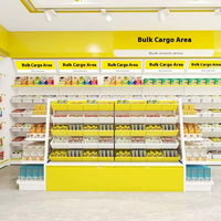 Rak Gondola Kawat Multi-Tingkat untuk Toko Swalayan dengan Keranjang Kawat Samping untuk Menampilkan Camilan, Minuman, dan Barang Dagangan